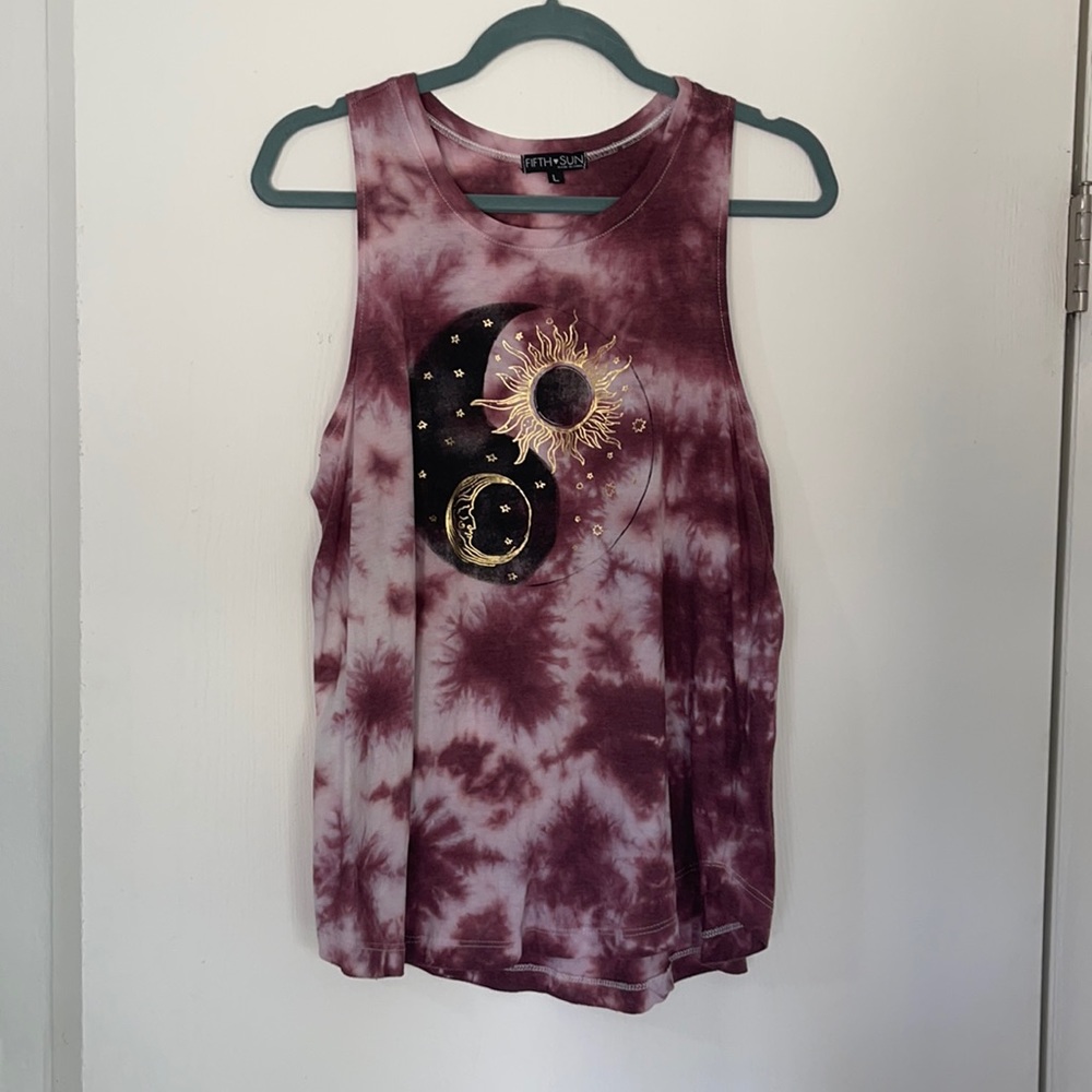 Ying yang moon and sun tank top